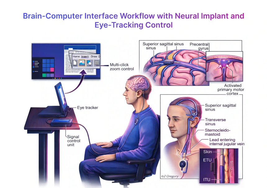 Neuralink 脑机接口工作流程示意图 图源：frugaltesting.com