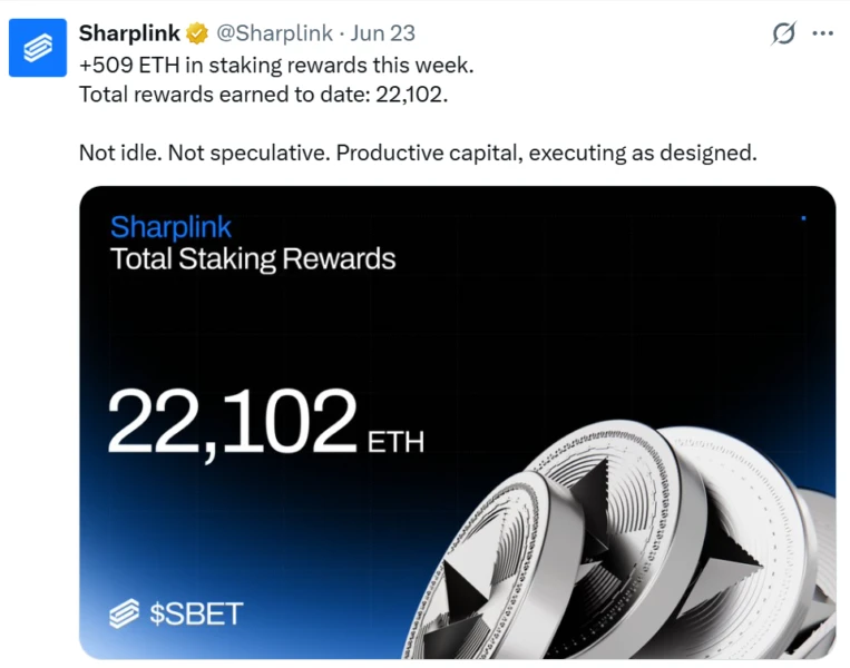 Sharplink Resumes ETH Purchases After 8-Month Hiatus as Ether Hits 2026 Low