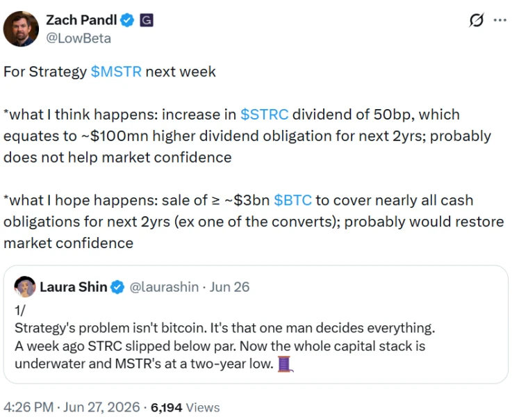 Grayscale's Pandl Urges $3B Bitcoin Sale to Shore Up Confidence Amid STRC Price Slide