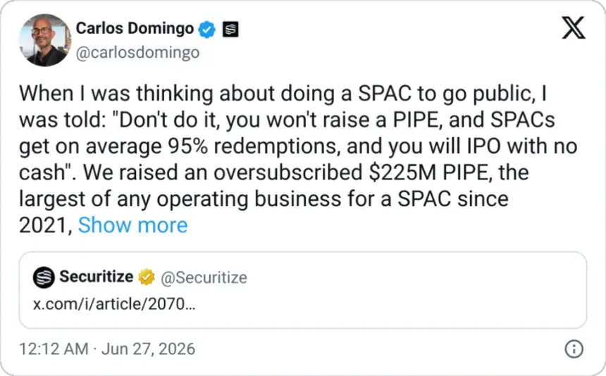 Securitize Aims for $400M Public Debut via SPAC Merger Amid Rising Tokenization Momentum