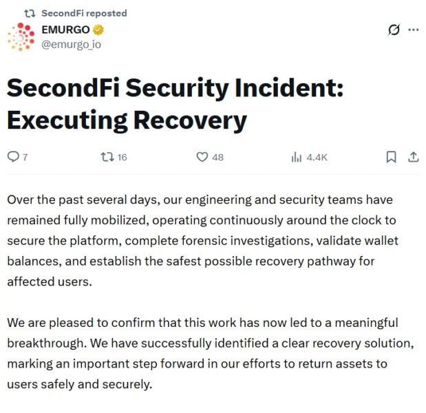 SecondFi Aims for Two-Week Asset Recovery Following Cardano Wallet Exploit