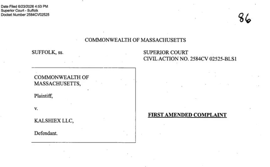 Massachusetts AG Amends Lawsuit Against Kalshi Over Alleged Illegal Sports Betting and Underage Marketing