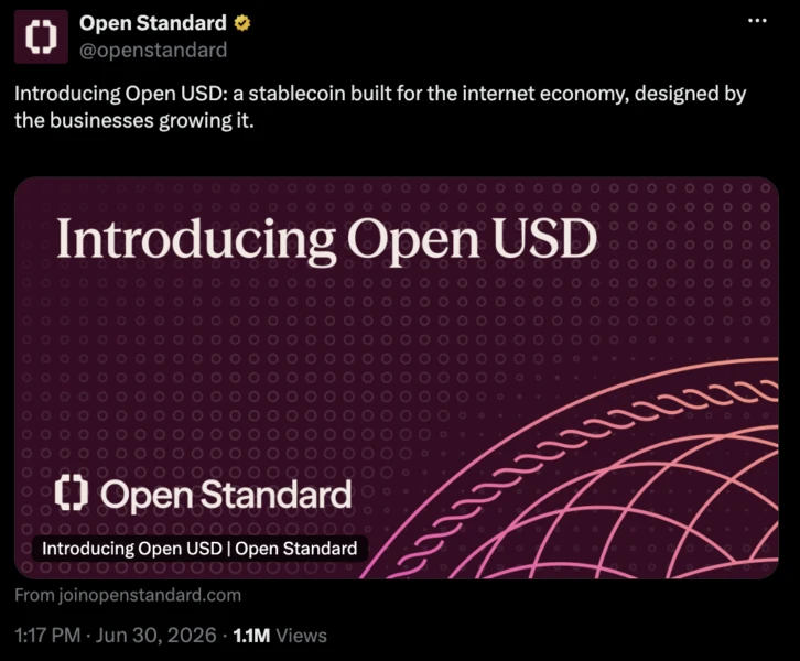 Major Financial and Crypto Firms Launch Open USD Stablecoin with Reserve Earnings for Holders