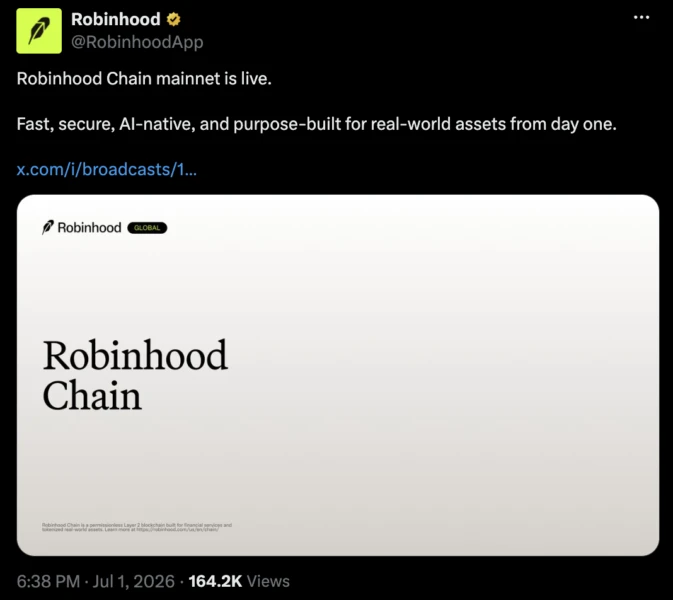 Robinhood Launches Public Mainnet Blockchain and Prepares Crypto Trading Rollout for UK Users