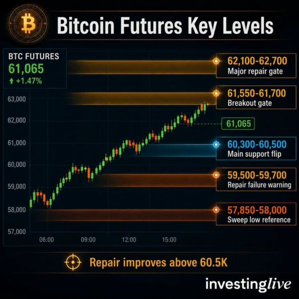 Key price levels for Bitcoin futures today investingLive.com
