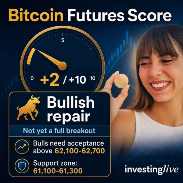 Bitcin score today is +2 at investingLive.com