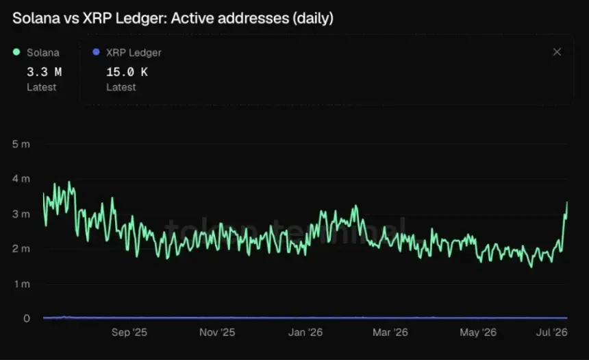Solana XRPL address activty daily