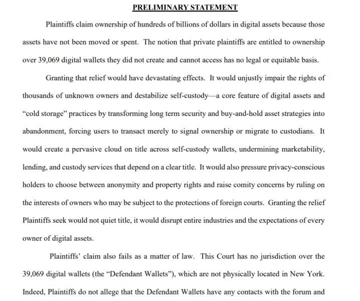 Digital Chamber Urges Dismissal of NY Lawsuit Targeting 39,069 Dormant Bitcoin Wallets