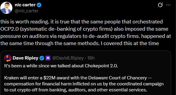 Kraken crypto debanking