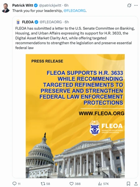 CLARITY Act Secures Second Major Law Enforcement Backing as Senate Recess Deadline Nears