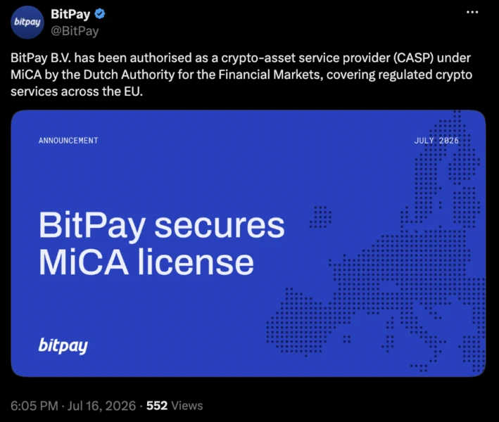 BitPay Obtains Dutch MiCA License to Boost Stablecoin Payments in Europe
