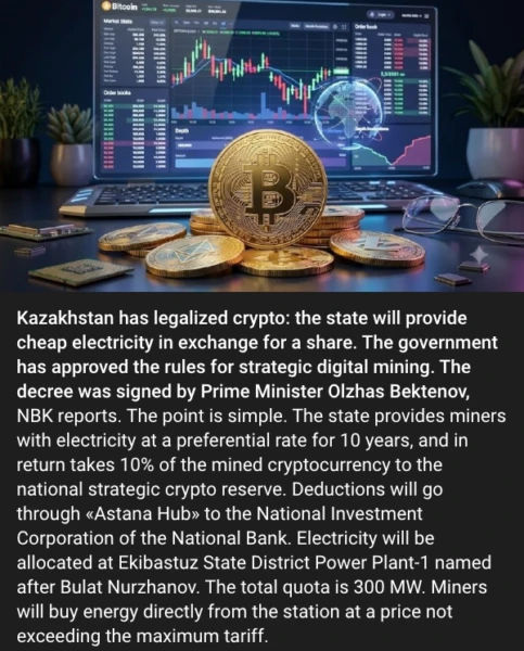 Kazakhstan Enacts Strategic Crypto Mining Framework Tying Electricity Access to Digital Asset Reserve Contributions