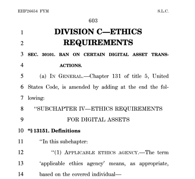 US Federal Officials Barred from Issuing Crypto Tokens Until 2029 Under CLARITY Act Ethics Rules