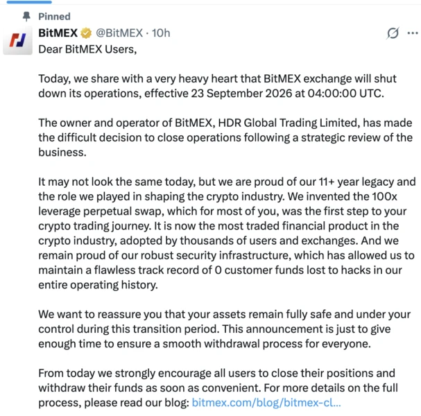 BitMEX Shutdown Signals Accelerating Crypto Consolidation as Regulatory Pressures Intensify