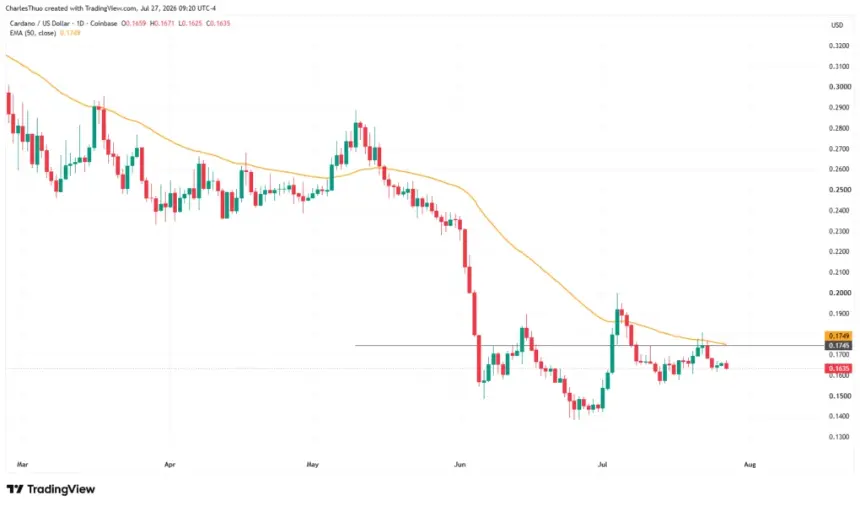 Cardano (ADA) at Crossroads: Can It Break $0.17 or Face Another Decline?