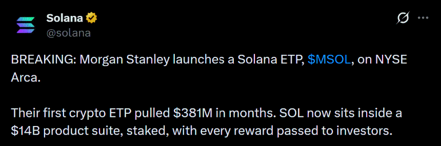 摩根士丹利推出以太坊、Solana ETP