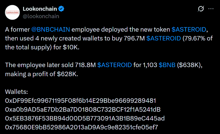  Former employee created and controlled ASTEROID, alleges BNB Chain: Details 