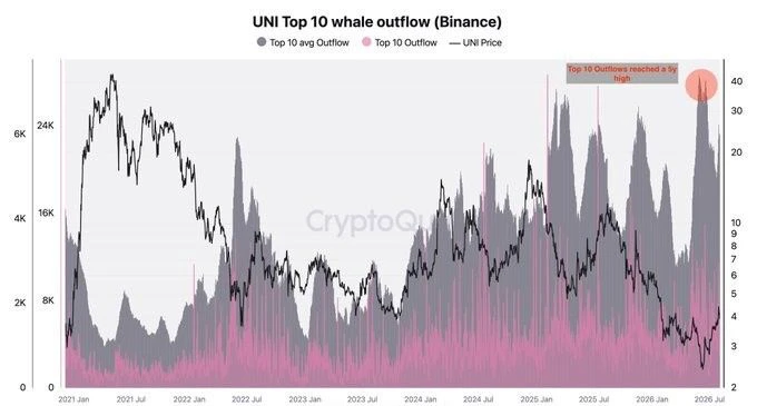 UNI Top 10 whale outflow (Binance)