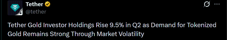 Investors buy XAUT as Gold tumbles: $2.85B market cap proves ‘safe-haven’ demand