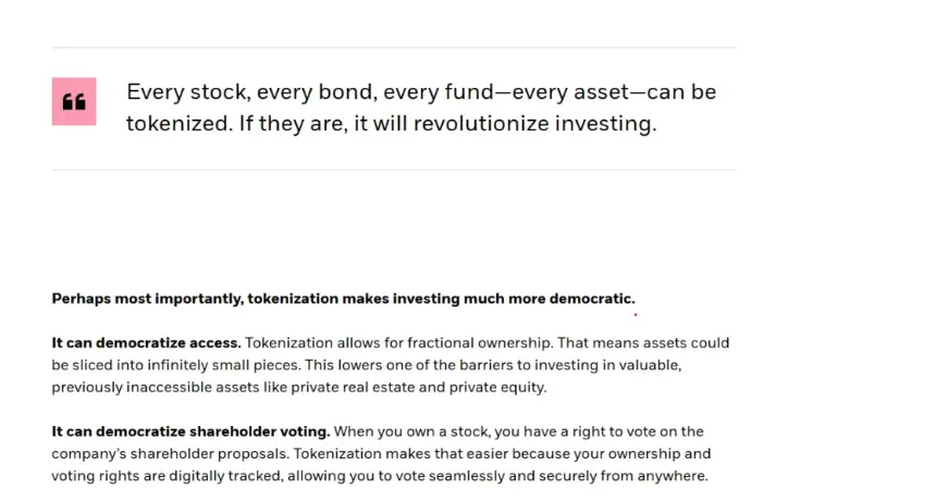 Larry Fink says every asset can be tokenized
