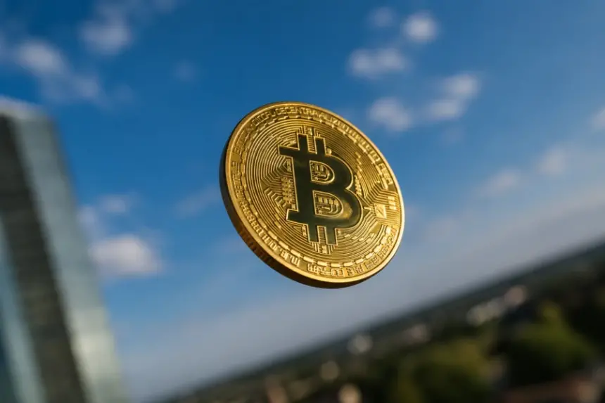 A physical Bitcoin token.
