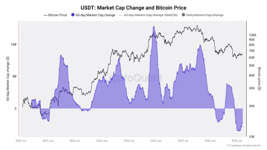 USDT 60日市值变化与比特币(BTC)对比图(扩展版)