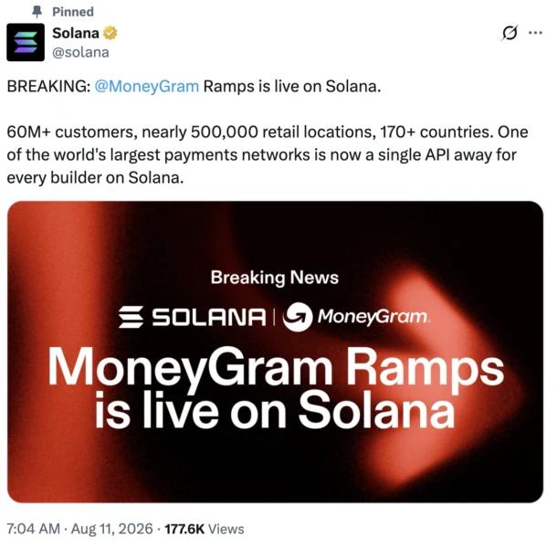 MoneyGram expands Ramps service to Solana, enabling crypto-to-cash conversions