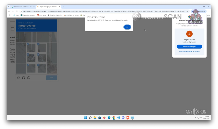 Angelo stuck in an endless CAPTCHA loop