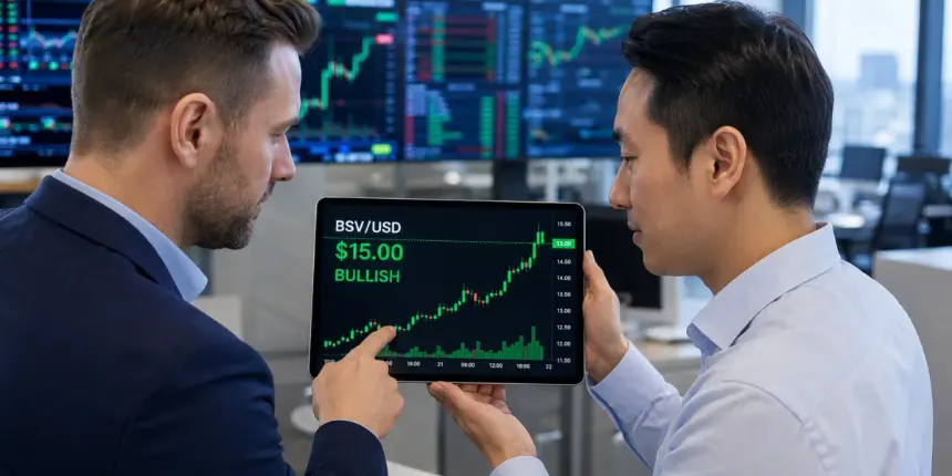 交易员分析看涨的BSV/USD图表,比特币SV升至15.00美元