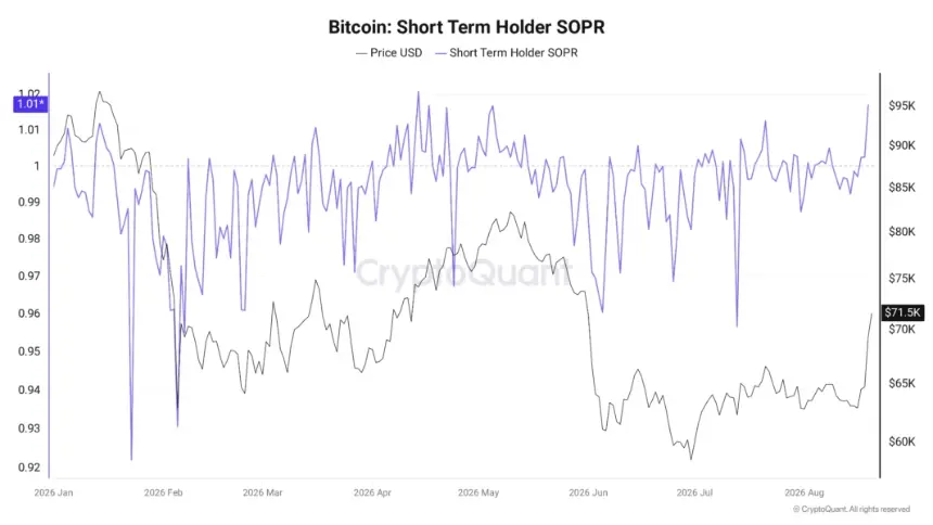 Bitcoin STH-SOPR data