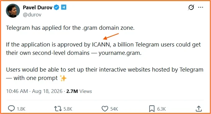 Telegram的.gram域名野心面临ICANN考验，GRAM代币持续低迷