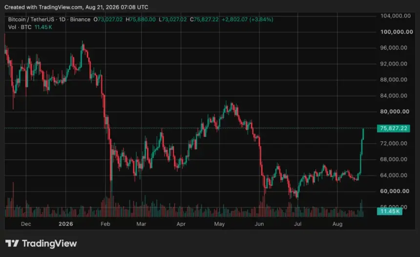 Bitcoin (BTC) price chart, source: crypto.news