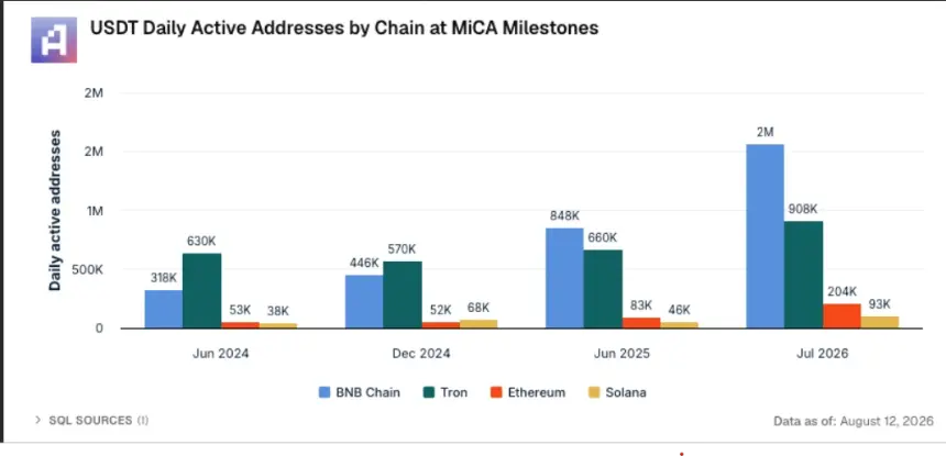 MiCA's USDT Crackdown in Europe Fails to Dent Tether's Global Demand as Stablecoins Become Financial Infrastructure