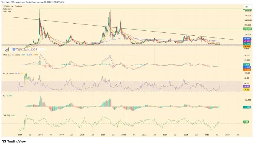 LTC Price Eyes $80 Breakout as Weekly Momentum Turns Bullish