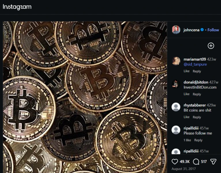 约翰·塞纳分享的比特币股票图片
