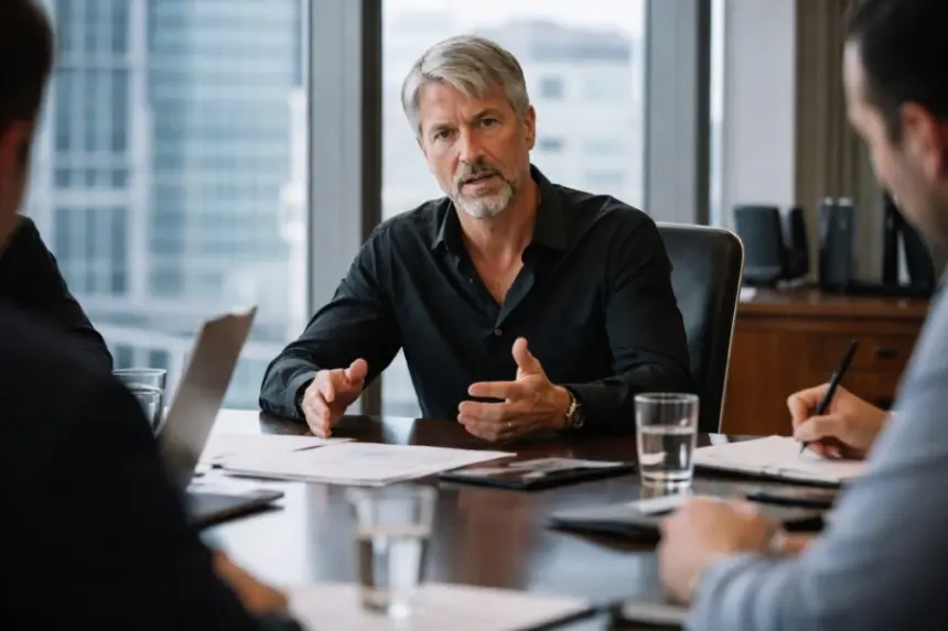 Michael Saylor speaking in a meeting