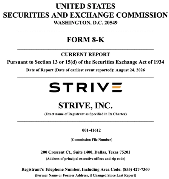 Strive Acquires 1,110 Bitcoin for $81.5M, Boosting Treasury to 21,356 BTC; ASST Rallies 11%