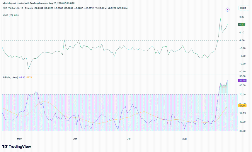 WIF CMF and RSI chart