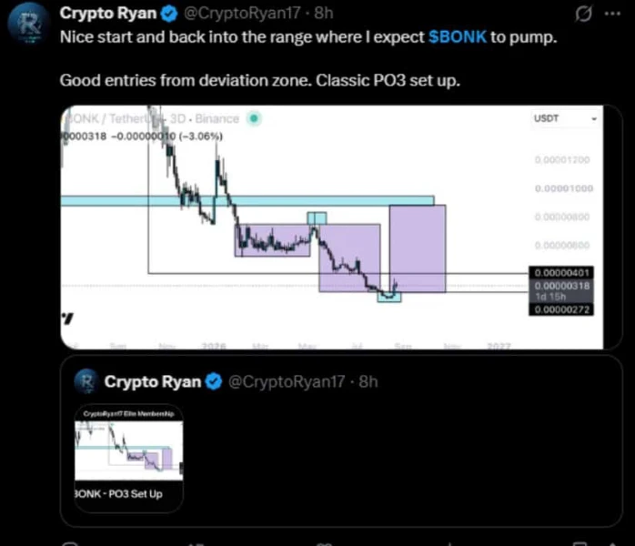 BONK Chart Shows Resistance Around $0.00000330