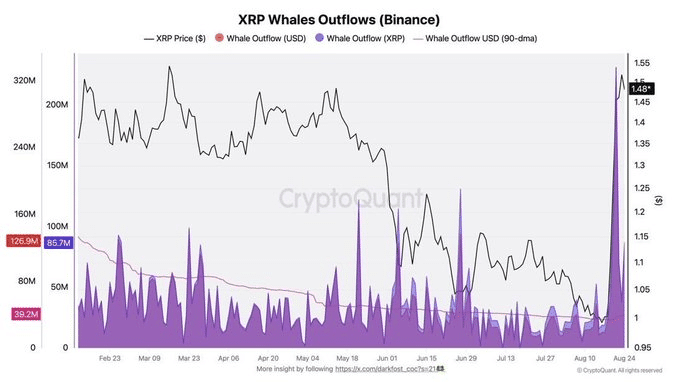 XRP鲸鱼流出图表