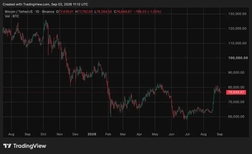 Bitcoin (BTC) price chart, source: crypto.news