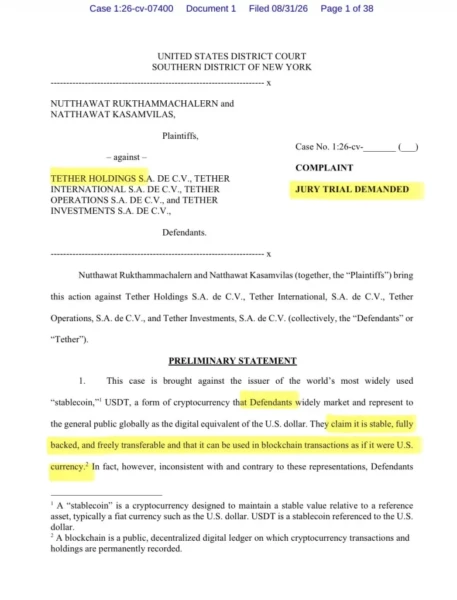 Tether Faces $42.4M Lawsuit Over USDT Freeze: Thai Brothers Challenge Informal Government Blacklist
