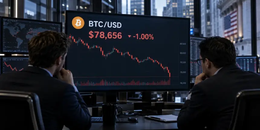 BITSTAMP:BTCUSD chart showing Bitcoin at $78,656 after a 1% decline.