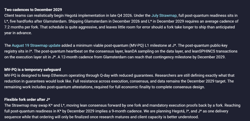 Ethereum quantum roadmap timeline