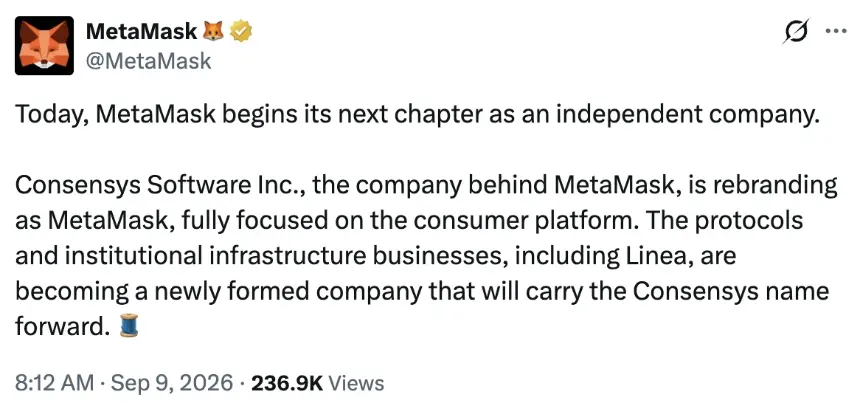 Consensys to Split Into MetaMask and Independent Institutional Blockchain Firm