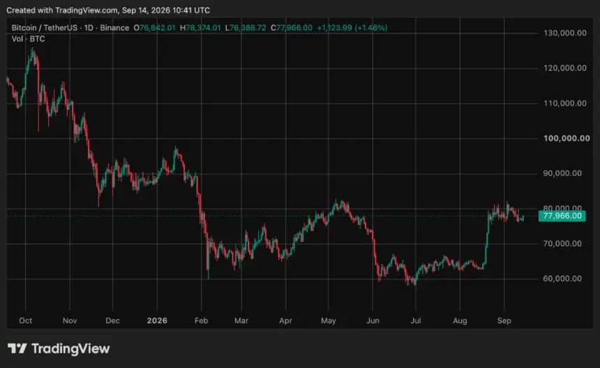 比特币（BTC）价格走势图，来源：crypto.news