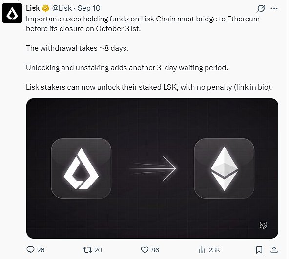 7509744 Lisk Chain关闭公告相关图片