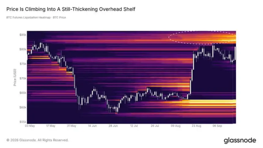 Bitcoin BTC heatmap chart by Glassnode