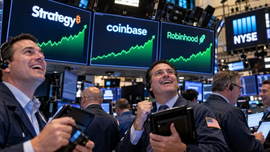 投资者关注Strategy、Coinbase和Robinhood股票