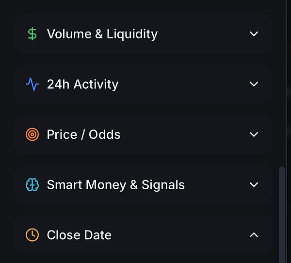 PolymarketScan数据指标筛选